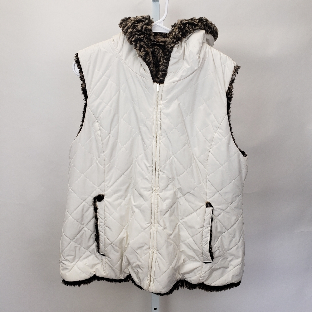 Kristen Blake leopard fur quilted reversible vest Size Large